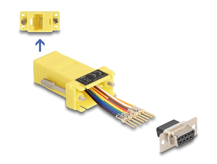 Delock D-Sub 9 Pin Buchse zu RJ45 Buchse Montagesatz gelb #1 