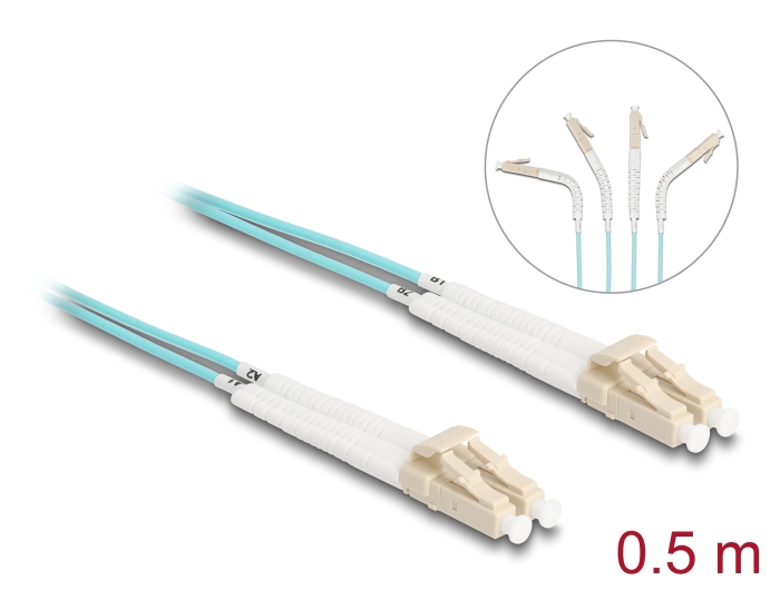 Delock LWL Kabel LC Duplex zu LC Duplex Multimode OM3 winkelbar 0,5 m #1 