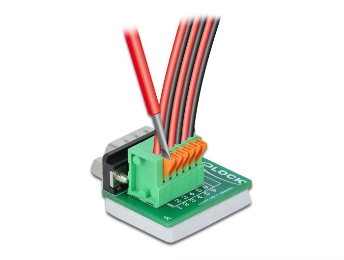 Delock D-Sub 9 Stecker zu Terminalblock mit Drucktaster vertikal #2 