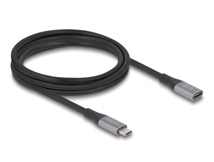 Delock USB 40 Gbps Verlängerungskabel USB Type-C™ Stecker zu Buchse PD 3.1 240 W 2 m grau Metall #2 