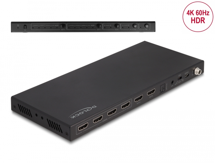 Delock HDMI Matrix Switch 4 x HDMI in zu 2 x HDMI out 4K 60 Hz mit Audio Extraktor #1 