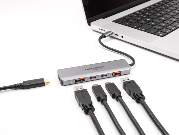 Delock USB 10 Gbps 2 Port USB Typ-A + 2 Port USB Type-C™ Hub mit USB Type-C™ Anschluss und PD 95 Watt #2 