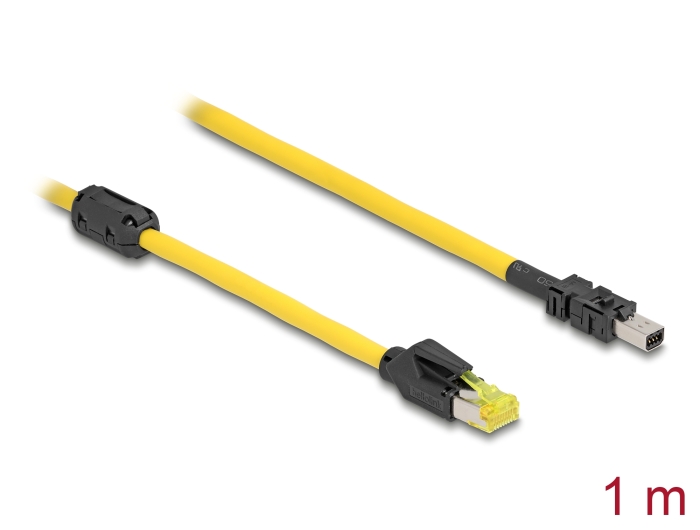 Delock Kabel RJ45 Stecker Cat.6 zu Mini I/O 8 Pin D-Form Typ 2 Stecker 1 m gelb #1 
