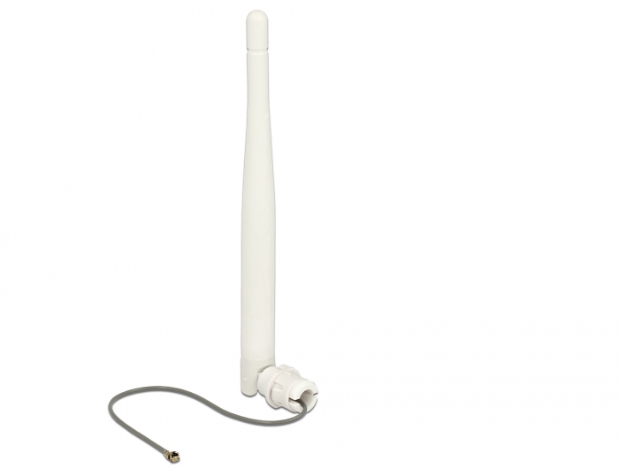 Delock WLAN 802.11 b/g/n Antenne I-PEX Inc., MHF® I Stecker 3 dBi omnidirektional 1.13 12 cm flexibel Clip weiß #1 