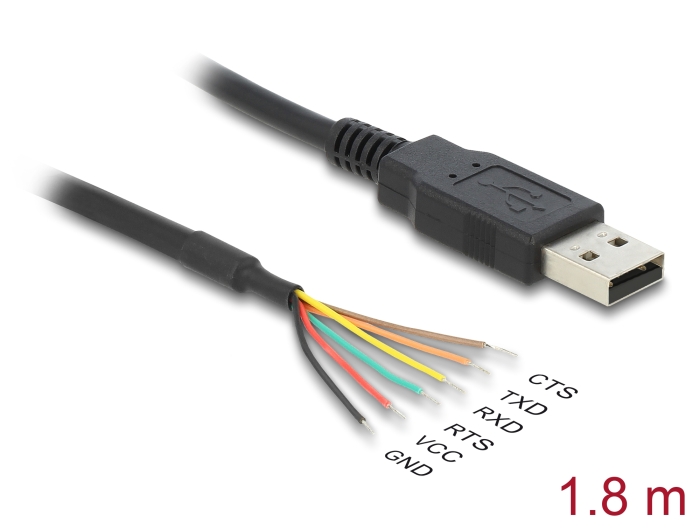 Delock USB 2.0 zu Seriell UART LVTTL Konverter mit 6 offenen Kabelenden und 3,3 V Ausgangsspannung 1,8 m #1 