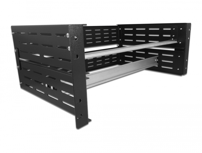 Delock 19″ Hutschienenhalterung 4 HE, schwarz #1 