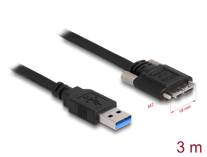 Delock Kabel USB 3.0 Typ-A Stecker zu Typ Micro-B Stecker mit Schrauben 3 m #1 