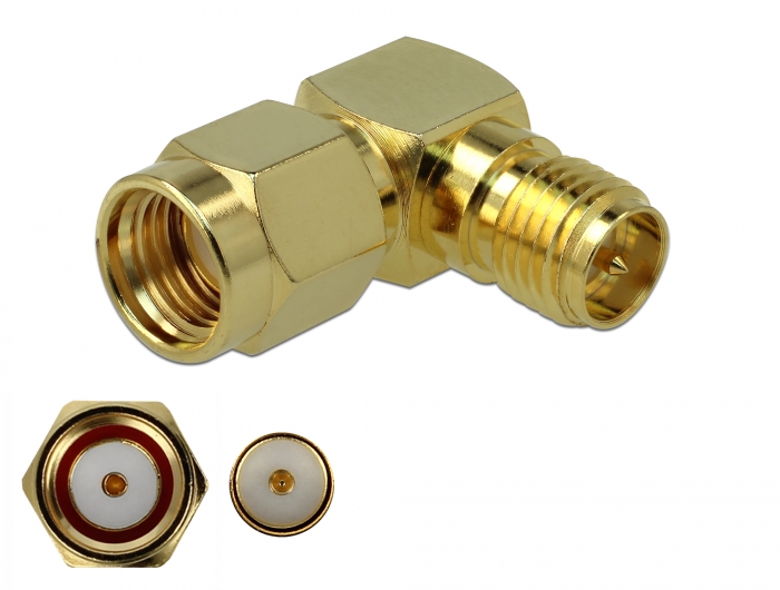 Delock Adapter RP-SMA Stecker zu RP-SMA Buchse 90° 3 GHz #1 
