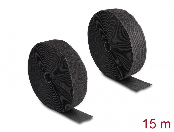 Delock Strapazierfähiges Klettband mit Haft- und Flauschband L 15 m x B 50 mm schwarz #1 