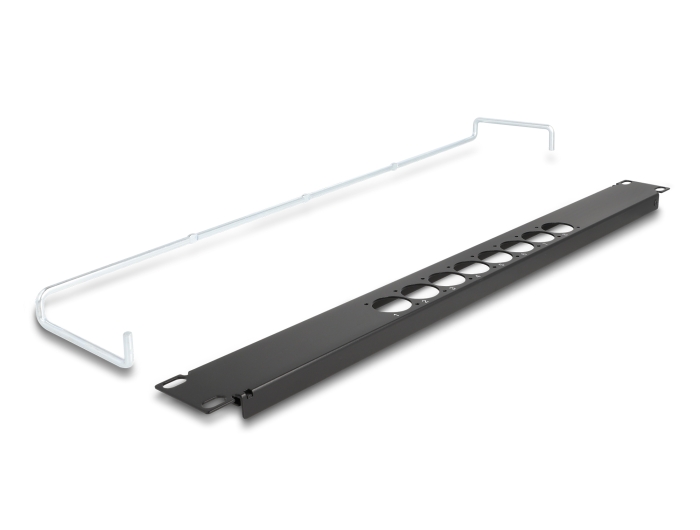 Delock 19″ D-Typ Patchpanel mit Entlastungsschiene 8 Port mittig 1 HE schwarz #3 