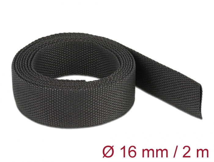 Delock Gewebeschrumpfschlauch 2 m x 16 mm Schrumpfungsrate 2:1 schwarz #1 