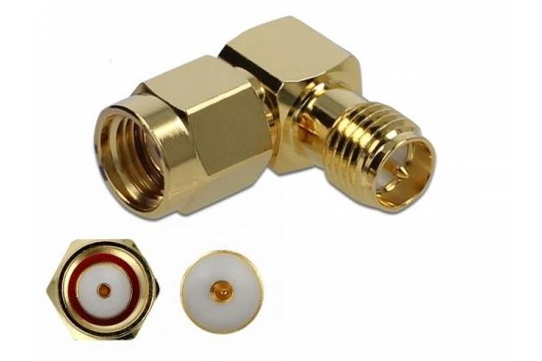 Delock Adapter RP-SMA Stecker zu RP-SMA Buchse 90° 10 GHz #2 