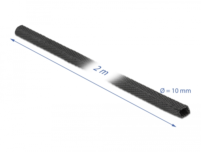 Delock Gewebeschrumpfschlauch 2 m x 10 mm Schrumpfungsrate 2:1 schwarz #2 