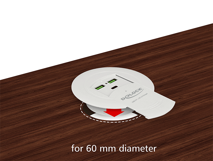 Delock USB Type-C™ Ladegerät PD 85 W + Qualcomm Quick Charge 3.0 für Tischeinbau #2 