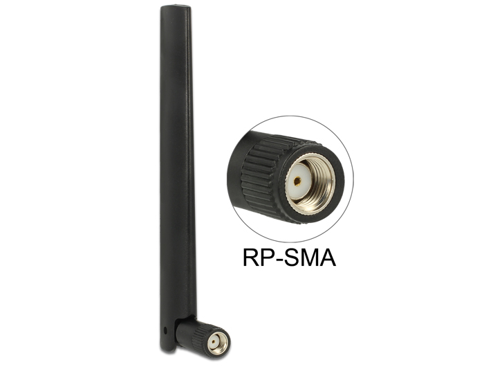 Delock ZigBee Antenne Multi Bluetooth, GSM, LTE, UMTS, WLAN IEEE 802.11 b/g/n RP-SMA 1 ~ 4,3 dBi omni Gelenk schwarz #1 
