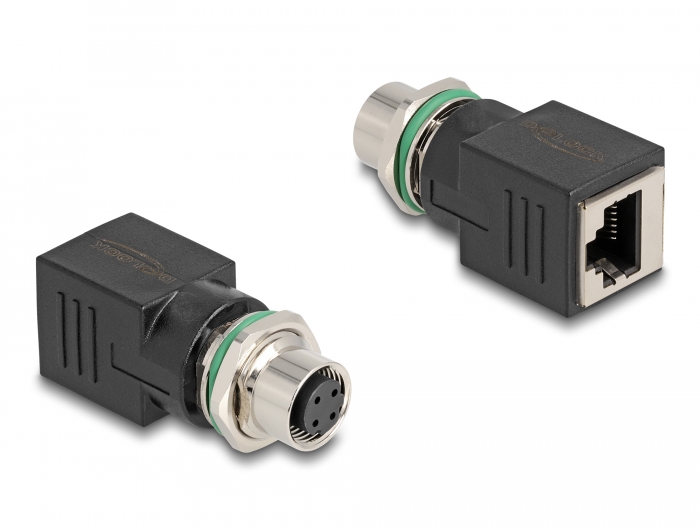 Delock M12 Adapter D-kodiert 4 Pin Buchse zu RJ45 Buchse gerade #1 