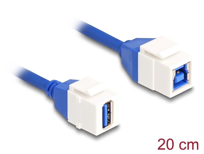 Delock Keystone Modul Kabel USB 5 Gbps Typ-A Buchse zu USB Typ-B Buchse 20 cm blau #1 