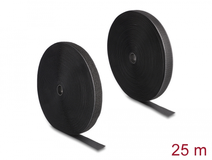 Delock Strapazierfähiges Klettband mit Haft- und Flauschband L 25 m x B 25 mm schwarz #1 