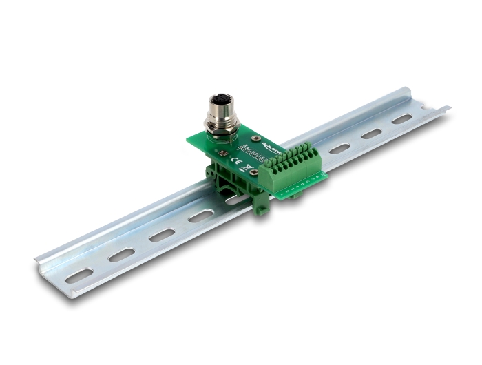 Delock M12 Übergabemodul Adapter A-kodiert 8 Pin Buchse zu 9 Pin Terminalblock für Hutschiene #4 