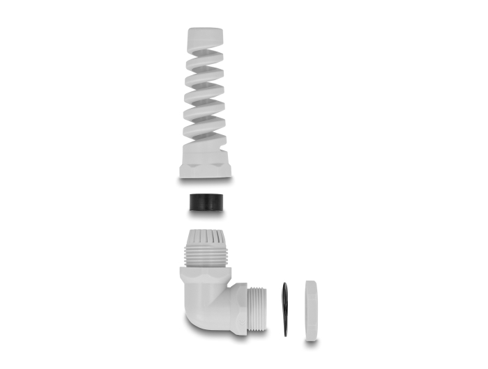 Delock Kabelverschraubung mit Zugentlastung 90° gewinkelt PG21 grau #2 