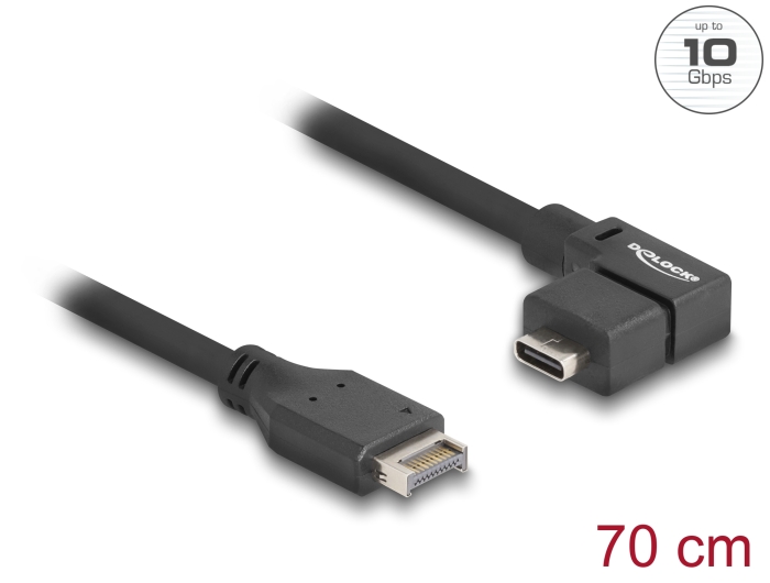 Delock USB 10 Gbps Kabel Typ-E Key A 20 Pin Stecker zu USB Type-C™ Buchse gewinkelt 70 cm #1 