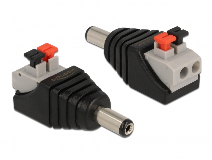 Delock Adapter DC 5,5 x 2,1 mm Stecker > Terminalblock mit Drucktasten 2 Pin #1 