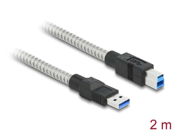 Delock USB 3.2 Gen 1 Kabel Typ-A Stecker zu Typ-B Stecker mit Metallmantel 2 m #1 