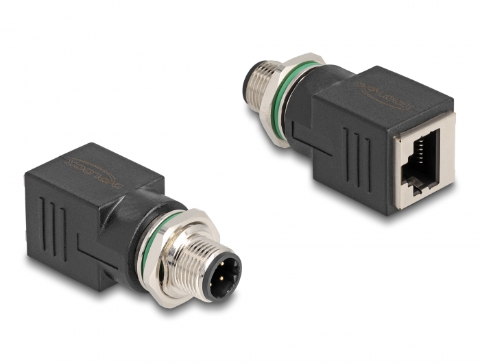 Delock M12 Adapter D-kodiert 4 Pin Stecker zu RJ45 Buchse gerade #1 