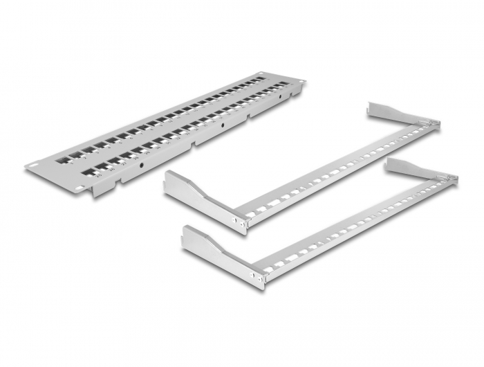 Delock 19″ Keystone Patchpanel 48 Port mit Entlastungsschienen 2 HE grau #3 