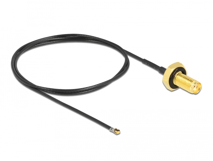 Delock Antennenkabel SMA Buchse zum Einbau zu I-PEX Inc., MHF® 4L LK Stecker 1.37 50 cm Gewindelänge 10 mm spritzwassergeschützt #2 