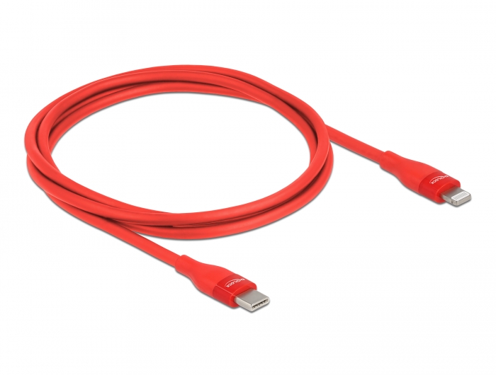 Delock Daten- und Ladekabel USB Type-C™ zu Lightning™ für iPhone™, iPad™ und iPod™ rot 1 m MFi #2 
