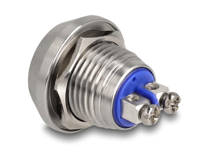 Delock Drucktaster zum Einbau 12 mm 2 x Schraubklemme blau #2 