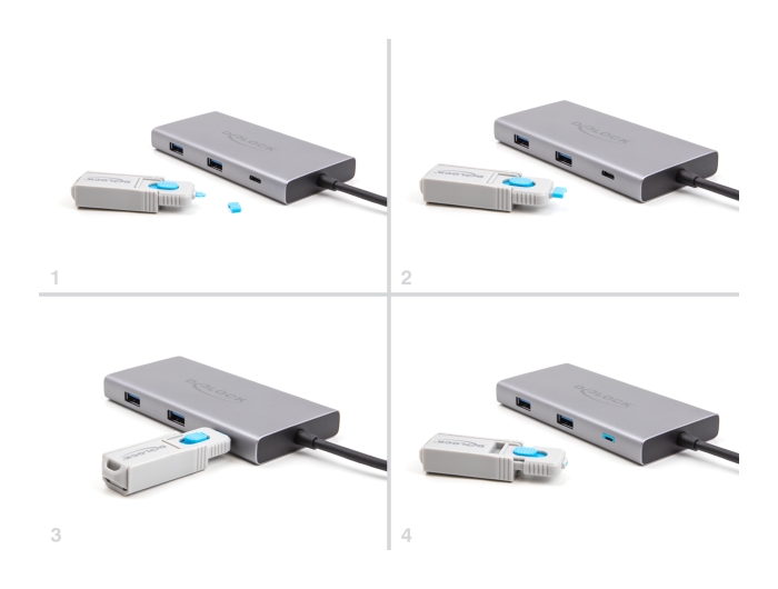 Delock USB Type-C™ Port Blocker Set für USB Type-C™ Buchsen 5 Stück + Verschlusswerkzeug #5 