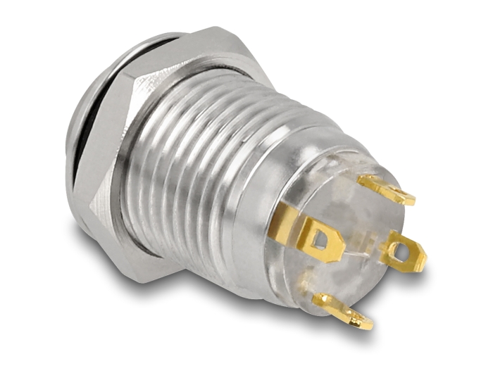 Delock Drucktaster zum Einbau 12 mm 4 x Lötanschluss LED rot Powersymbol #2 