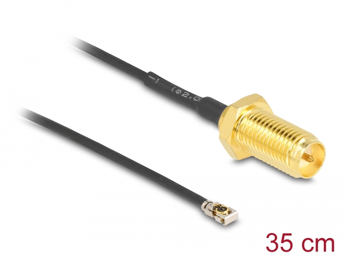 Delock Antennenkabel RP-SMA Buchse zum Einbau zu I-PEX Inc., MHF® 4L LK Stecker 1.37 35 cm Gewindelänge 10 mm #1 