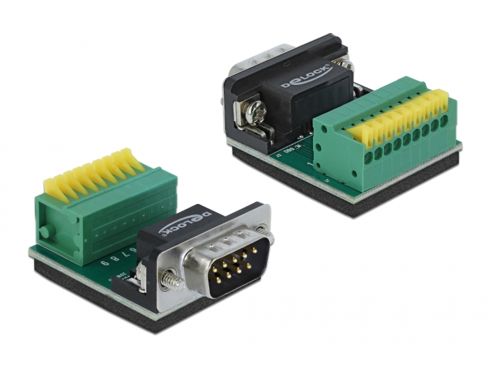 Delock Adapter D-Sub 9 Pin Stecker zu Terminalblock 9 Pin mit Drucktaster #1 