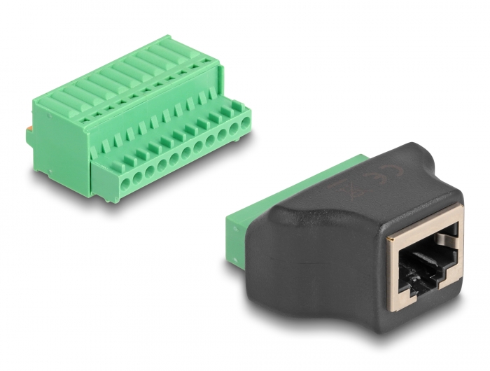 Delock RJ50 Buchse zu Terminalblock Adapter mit Drucktaster #1 
