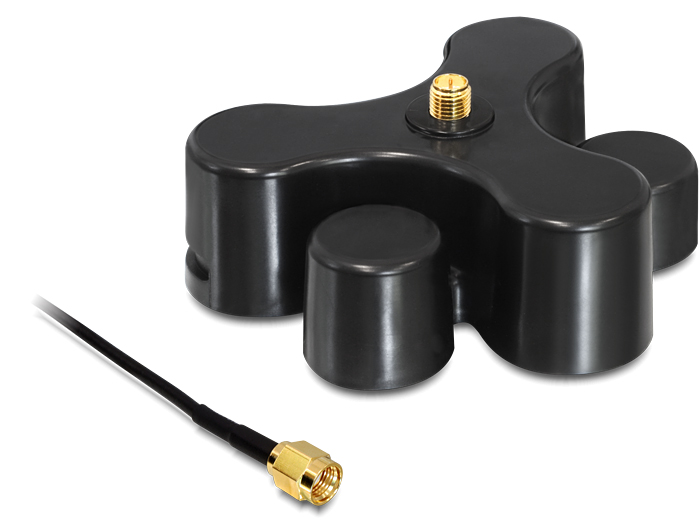 Delock Antennenfuß RP-SMA Buchse zu RP-SMA Stecker mit Anschlusskabel RG-174 1 m schwarz #1 