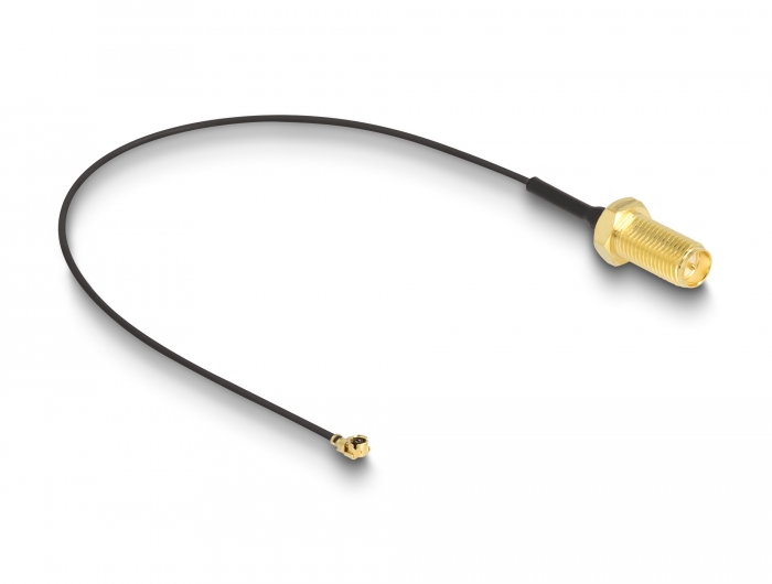 Delock Antennenkabel RP-SMA Buchse zum Einbau zu I-PEX Inc., MHF® I Stecker 1.13 20 cm Gewindelänge 10 mm #2 