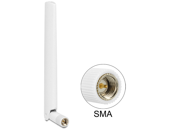 Delock LTE Antenne SMA Stecker 1 - 2,5 dBi omnidirektional mit Kippgelenk weiß #1 