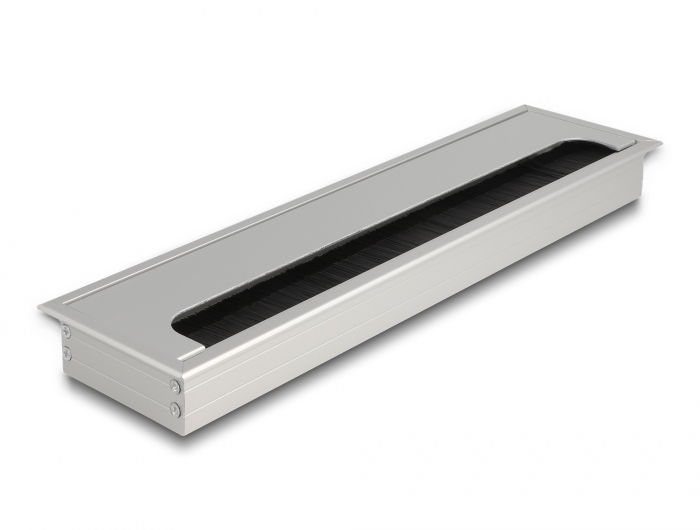 Delock Kabeldurchführung für Tischeinbau mit Bürste 300 x 80 x 28 mm silber #1 