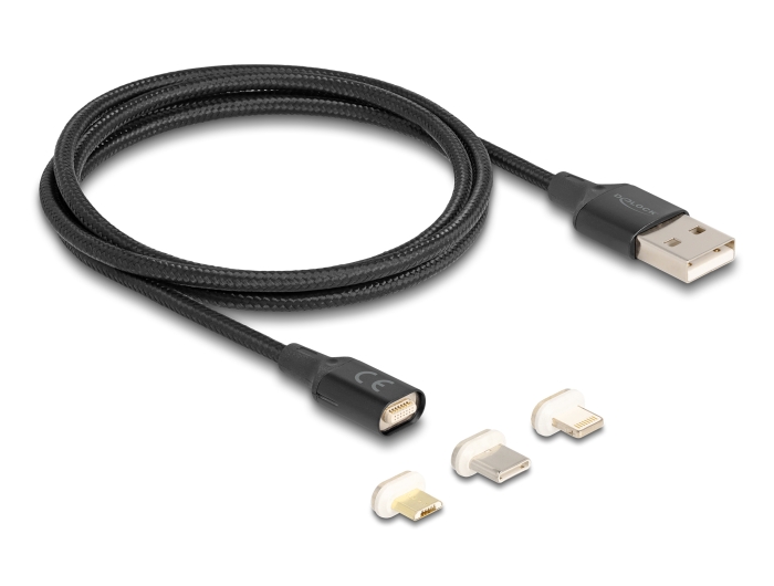 Delock Magnetisches Ladekabel Set für 8 Pin Lightning™ / Micro USB / USB Type-C™ schwarz 1 m #2 
