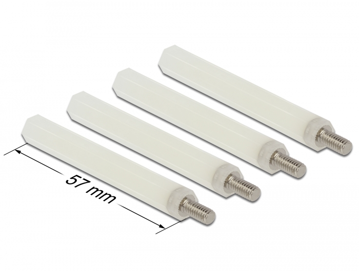 Delock Abstandshalter M4 x M4, Sechskant, Innen / Außen, 57 mm natur 4 Stück #2 