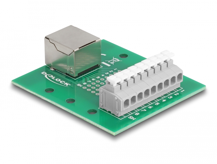 Delock RJ45 Buchse zu Terminalblock mit Drucktaster für Hutschiene #2 