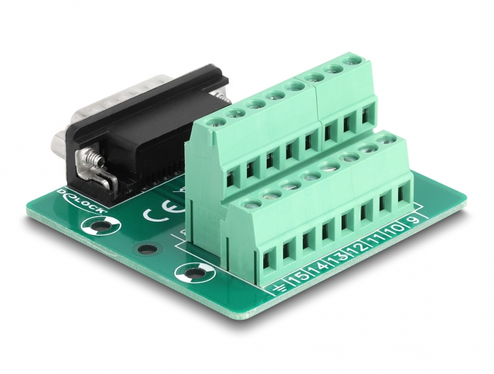 Delock D-Sub 15 Pin Stecker zu Terminalblock für Hutschiene #2 