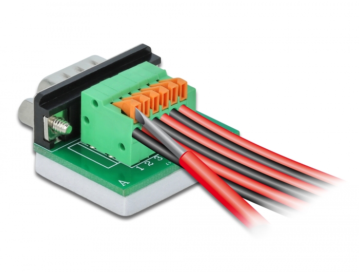 Delock D-Sub9 Stecker zu Terminalblock mit Drucktaster horizontal #2 
