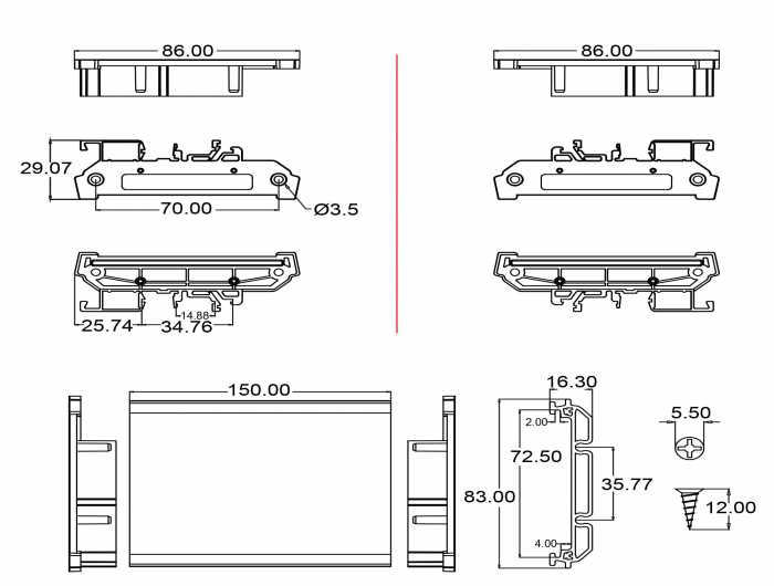 Delock Platinenhalterung (72 mm) für Hutschiene 15 cm lang #8 
