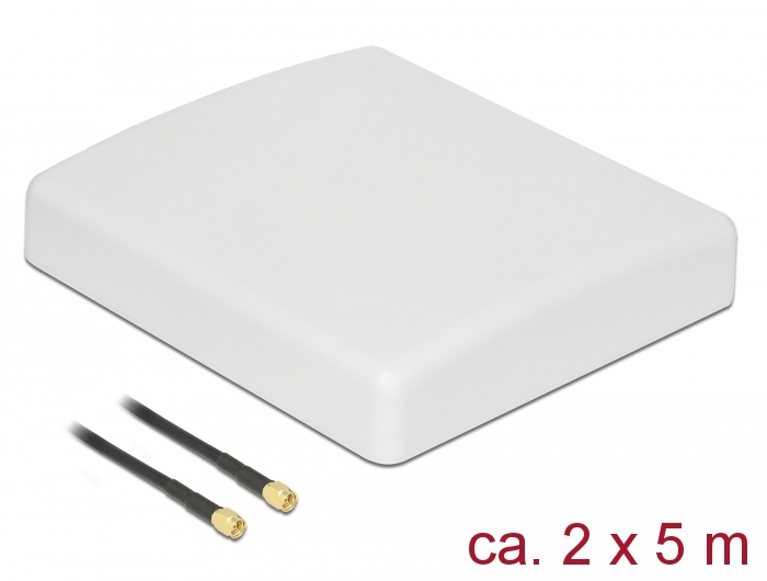 Delock LTE MIMO Antenne 2 x SMA Stecker 8 dBi direktional mit Anschlusskabel RG-58 5 m weiß outdoor #3 