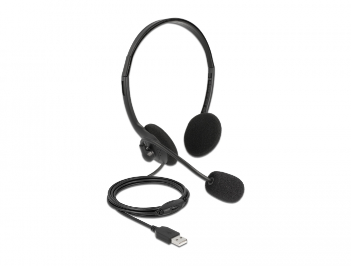 Delock USB Stereo Headset mit Lautstärkeregler für PC und Notebook - Ultra-Leicht #1 