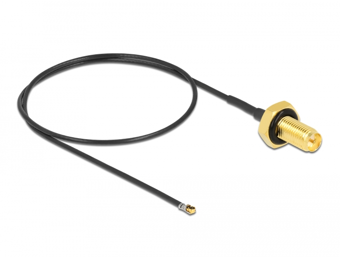 Delock Antennenkabel RP-SMA Buchse zum Einbau zu I-PEX Inc., MHF® 4L LK Stecker 1.37 35 cm Gewindelänge 10 mm spritzwassergeschützt #2 